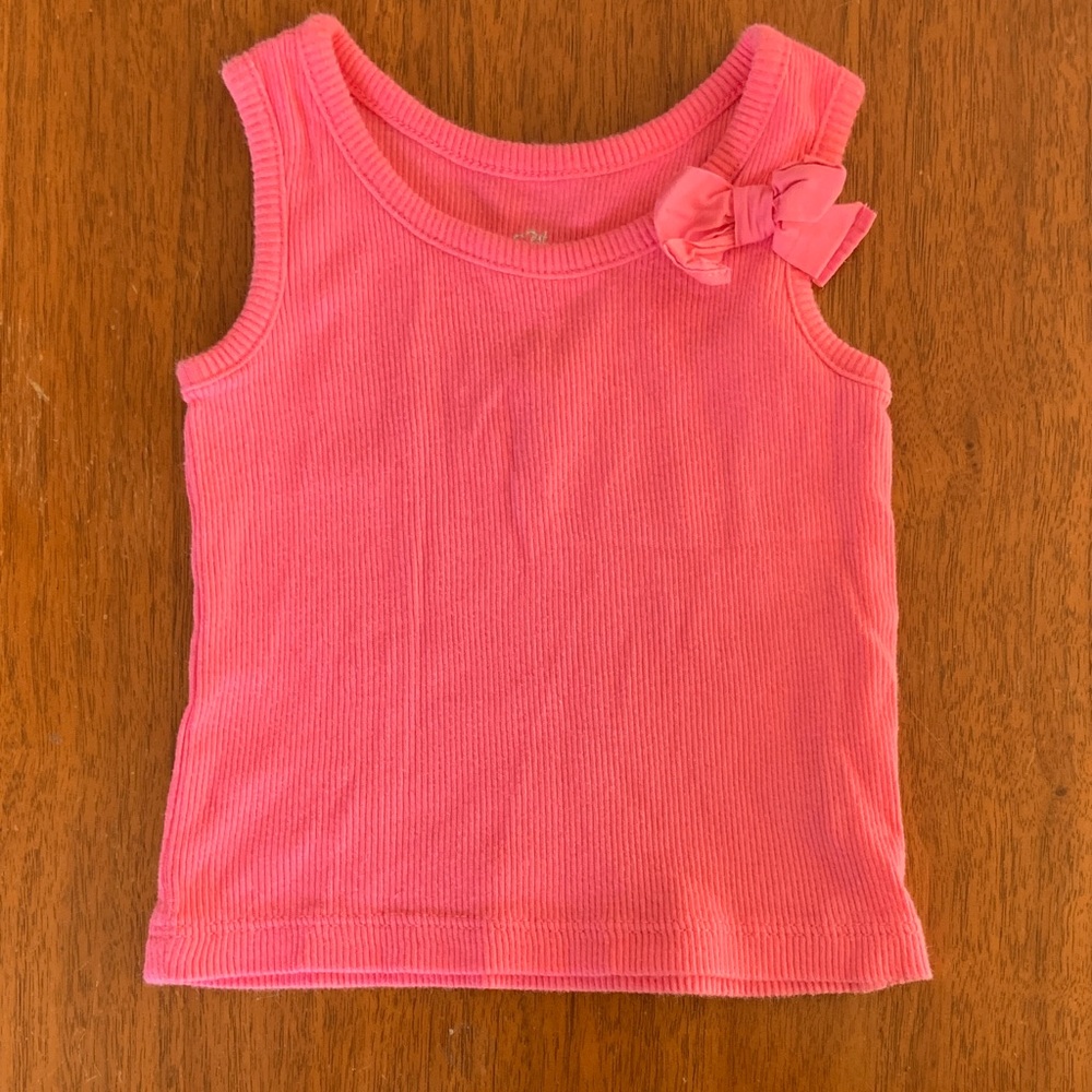 🍓3/$10 The Childrens Place Pink Tank Top with Bow size 6-9m